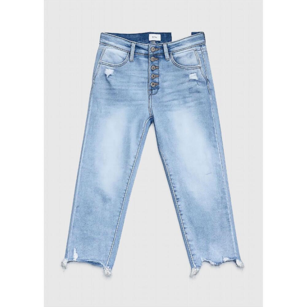 NEW KANCAN women's high rise capri in light wash